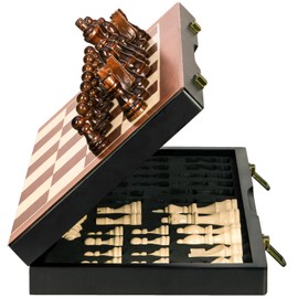 BIVOMON Magnetic Wooden Chess Set 15" Unique Chess Board Game with Chess Pieces Storage Slots, Tournament Portable Folding Travel Chess Sets for Kids Adults Beginner and Pros, 2 Extra Queens