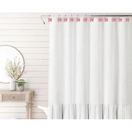 12PCS Pink Bow Knot Shower Curtain Hooks，Rustproof Metal Shower Curtain Rings, Decorative Bathroom Accessories Set for Bathroom Bedroom Living Room Art Decor (Pink)