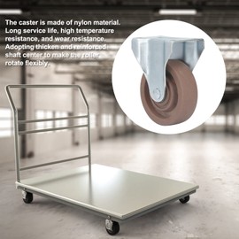 FLEXMAN 4in Nylon Caster, Fixed Plate Caster Wheel Heat Resistant for Machine Trolley Cart for Transportation in Airports, Hotels, Warehouses