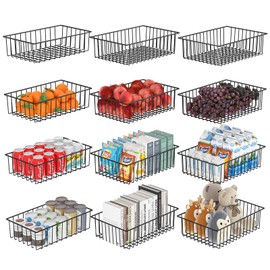 Simple Trending 12 Pack Extra Large Wire Storage Baskets, Pantry Organization for Cabinets, Metal Basket Kitchen, Garage