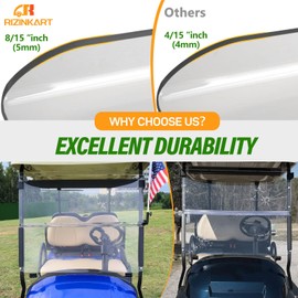 RIZINKART Club Car Precedent Windshield,Customize 5MM Thicken Windshield Replacement Fits Golf Cart Precedent 2004-2023 Model | Impact-Resistant | UV-Protected | Easy-Install Foldable Clear Windshield