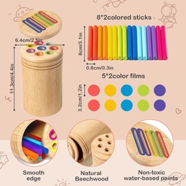 TUNJEJINY Montessori Toys for 1-3 Year Old, Dual Play Wooden Color Sorting Toys Preschool Learning Activities, Fine Motor Sensory Matching Games for Toddlers 3-5 Girl Boy Gifts