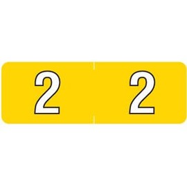 1/2"H x 1-1/2"W Yellow Barkley NBAM Mini 1/2" Numeric Label '#2' (500/Roll) - TBBS-3NBAM2