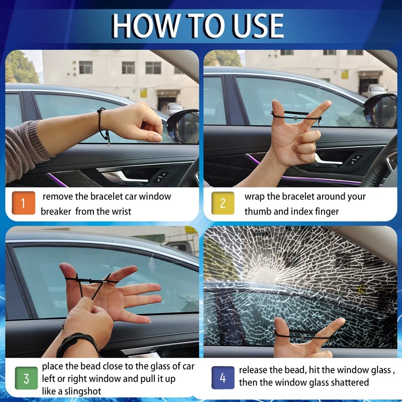 Juome Bracelet Car Window Breaker, Car Tempered Glass Breaker Wrist