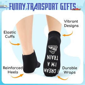 HAPPYPOP Train Gifts For Men - Gift For Railroad Lovers Enthusiasts, Funny Train Collector Sock, Railroad Socks