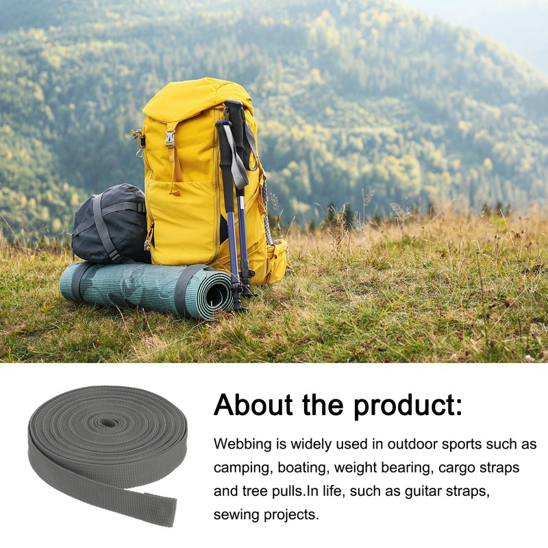 Rebower Nylon Webbing Strap, 10 Yards x 7/8 Inch Polypropylene