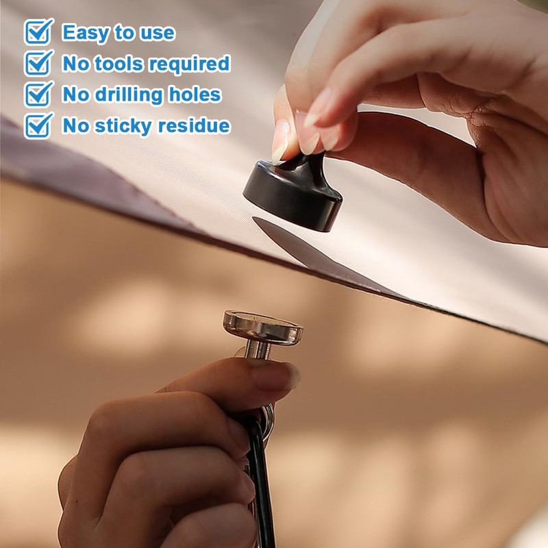 Vylro Pack of 4 Magnetic Hooks with Counterpart, Punch-Free Magnetic