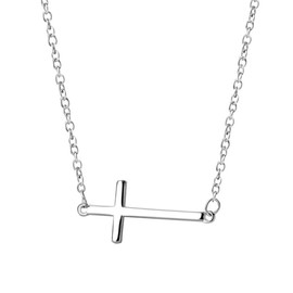 Silver Cross Necklaces for Women Trendy Cross Pendant Choker Necklaces Simple Sideways Chain Necklaces Dainty Birthday Christmas Mothers Day Jewelry Gifts