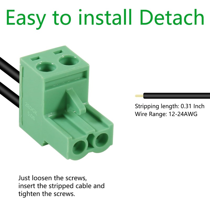 ALAMSCN 10 Sets 2 Pin Pluggable Terminals 5.08 mm Pitch