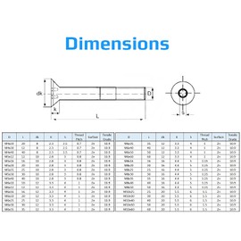 M10X60-10.9 Hex Socket Allen Screw, Countersunk Machine Screw, Flat Head Fastener, 10mm Zinc Plated Steel Screws Suitable for Metal, Construction, Installation, DIY (Pack of 5)