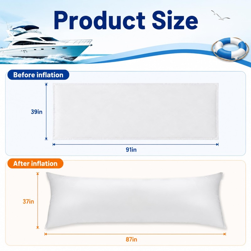 87 x 37 Inch Boat Cover Support Airbag, Double-Layer Boat