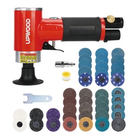 Pneumatic Mini Orbital Sander Grinder Polisher Kit, 2 inch Air Right Angle Surface Prep Tool with 41pcs Roll Lock Discs