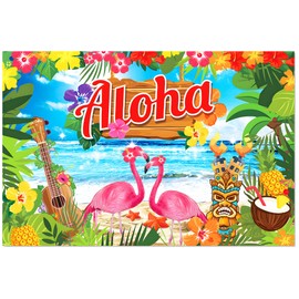 LaVenty Hawaii Aloha Hintergrund Dekoration Hawaii Deko Flamingo Foto Beachparty Zubehör Poolparty Deko Sommerpart Fotowand Party Tropische Party Zubehör