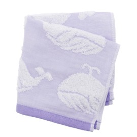 Top Factory Imabari Wash Towel, Fluffy Gauze, Imabari Towel, Whale, Approx. 13.4 x 13.8 inches (34 x 35 cm), Made in Japan, Purple
