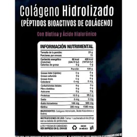 Colágeno Hidrolizado en Polvo Sin Sabor 300g SNatural Biotina Ácido Hialurónico                                                                       