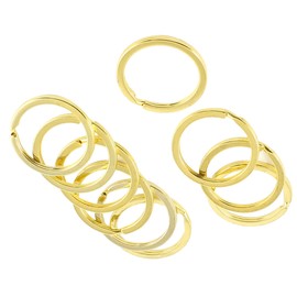 uxcell 10 Pcs Split Key Ring, 30mm Diameter Flat Keyring Holder loop for DIY, Round Keychains Key Chain Rings for Craft, Car Keys Organization, Dog Tag, Stainless Steel Gold Tone