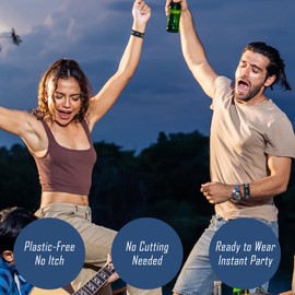 Ronglry 1PCS Party Wrist Bands for Event Bracelets VIP Wristbands Soft Elastic VIP Bracelet Wristbands Concert Wristband Admission Wristband for Wedding Club Bar Party Decorations Event Supplies-Black