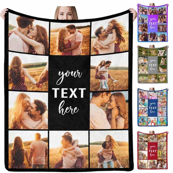 Customized Blanket with Picture Your Text Here 10 Photos Personalized
