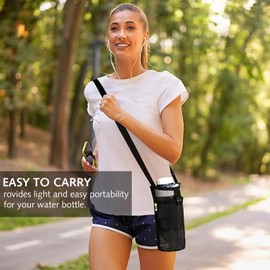 Luxiremi Portable Water Bottle Bag, Water Bottle Bag, Water Bottle Holder with Adjustable Strap, Mesh Water Bottle, Sling Outdoor Accessories for Hiking, Travel, Camping (Blue)
