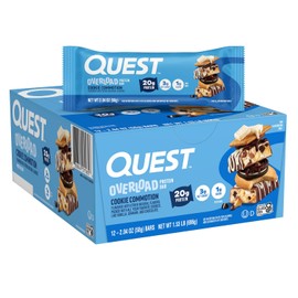 Quest Nutrition Overload Barra de Proteína sabor Cookie Commotion | 20g de Proteína, 1g Azúcar | Gluten Free | Caja con 12 barras