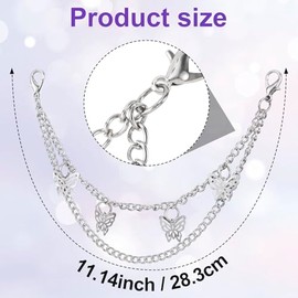HINZIC Butterfly Purse Double Chain Handbag Straps, Silver Metal Shoulder Crossbody Bags Short Handle Replacement Charm Accessories for Women - 1PCS