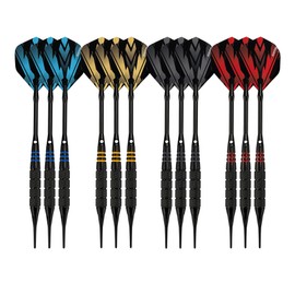 KOTO darts KOTO - Brass Multi Set Incl. 4 Sets Black Brass Softdarts (16 Gram), 4 Sets of Flights (100 Micron) + Black Aluminium Shafts Case