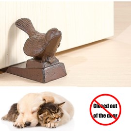 Oligsky Cast Iron Bird Heavy Duty Door Stopper - Avoid Drilling Holes with Handle Metal Antique Decorative Vintage Rustic Door Stopper for Office, Home， Bedroom and Exterior Doors (2Pcs Birds)