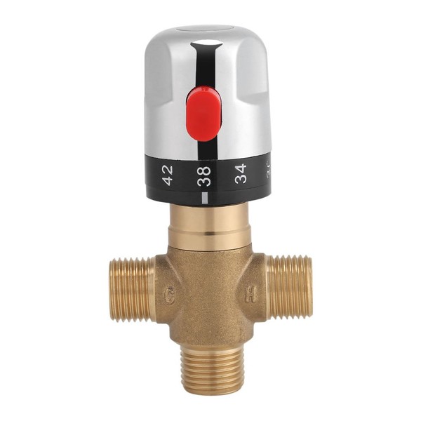 Thermostatic Mixing Valve Solid Brass G1/2 for Shower System Water