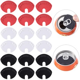 Pndeyo Soda Can Covers Lids 18pcs, Plastic Can Covers for Soda Lid Drink Beer Pop Beverage, Can Sealer Cap Closer Top Protector Spill Guard Black White Red 3 Colors Can Lids