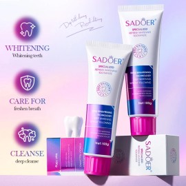 SADOER 100g Purple Whitening Toothpaste, Fresh Breath Toothpastes, Remove Tooth Stains