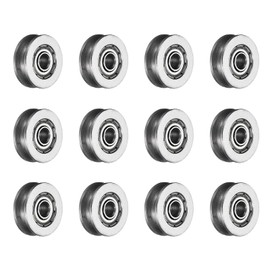 sourcing map 12pcs V623ZZ V Groove Guide Pulley Bearing 3x12x4mm Carbon Steel Rail Ball Bearings Wheel, ABEC3