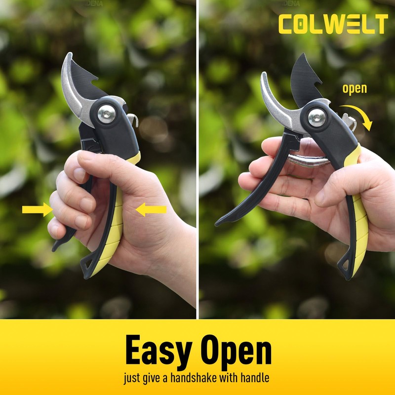 Colwelt Garden Secateurs, Ergonomic Professional Bypass Pruning Shears with Non-Stick