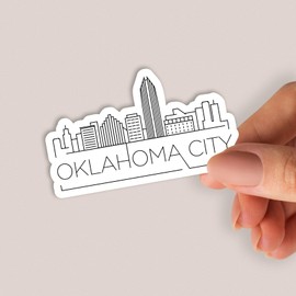 Squiddy Oklahoma City City Skyline - Vinyl Sticker Decal for Phone, Laptop, Water Bottle (3" Wide)