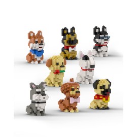 dOvOb Micro Mini Blocks 8 in 1 Dogs Set, 1616 Pieces Bricks, 3D Puzzle Collection Animal Model Toys as Gift for Adult or Kids