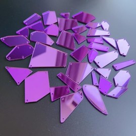 NUO RUI Purple Sew on Mirror Rhinestones, Crystal Sewing Mirrored Beads for DIY Mirror Suits Dress Costume Accessories (100)