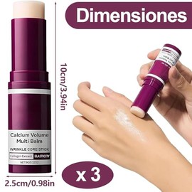 3 piezas Bálsamo Multifunción de Calcio y Colágeno | Barra De Cuidado De Ojos | Bálsamo Anti-Arrugas e Hidratante para Contorno de Ojos, Cuello y Rost