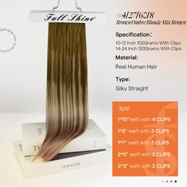 Full Shine 24 Inch Real Hair Extensions Clip in Human Hair for Long Hair Brown Hair Roots Honey Blonde Remy Clip in Hair Extensions Double Weft Invisible Clip ins 7Pcs Straight Hair Extensions