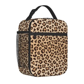 Gbuzozie Leopard Print Lunch Bag Insulated Portable Reusable Cheetah Animal Skin Lunch Box With Zipper For Picnic Work Office Travel School