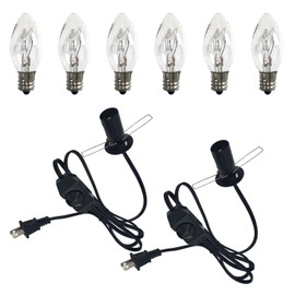 LCMLA Salt Lamp Cord with 6 Pcs 15W Bulbs 5 Feet Long Replacement for Himalayan Salt Lamp Salt Rock Lamp String Light with Dimmable Switch and Butterfly Clip Power Cord