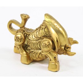 Feng Shui 4" Gold Money Bull Ox Wealth Statue Figurine Chinese Zodiac Home Decor Gift