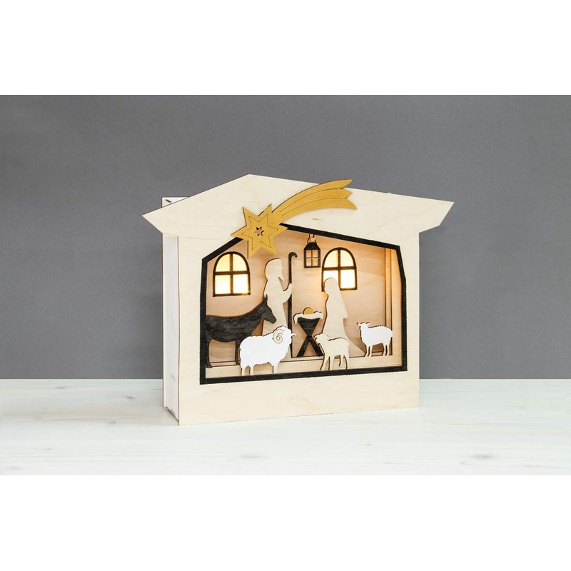 Rayher Shadow Box Building Kit with 3D Nativity Scene, DIY