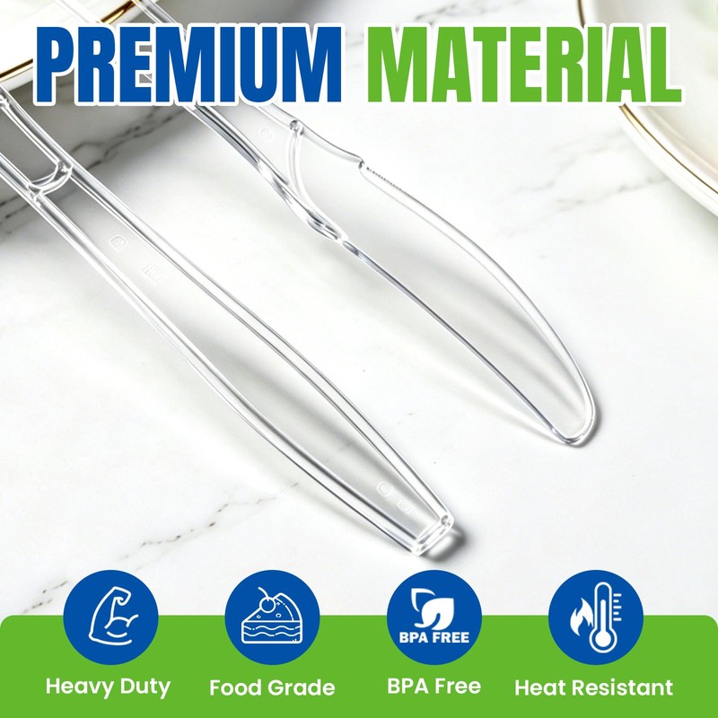 500 Count Plastic Knives Heavy Duty, Clear Plastic Knives Disposable