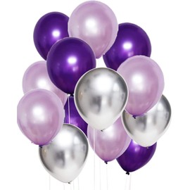 Birthday Party Decorations for Women Purple Silver Happy Birthday Banner Purple Balloons Polka Dot Paper Fans/Girl Purple Birthday/Women 40th/50th/60th Purple Birthday Party Decorations