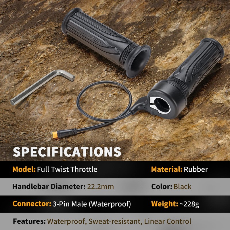 Zeekpowa EBike - Acceleratore Full Twist – impermeabile, comoda impugnatura