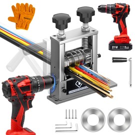 BAUSATZ Wire Stripper + 21V Electric Power Drill, Cable Stripper Wire Stripper Machine Cable Stripper Machine for Diameter 3-17mm Cable, with 6 Channels 5 Blades + 2 Extra Blades