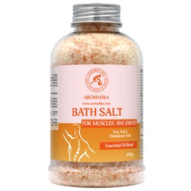 Joints & Muscles Bath Salt 600 g - with Essential Oils Lavender & Sage & Rosemary - Natural Bath Salt with Himalayan Pink Salt - Relieves Muscle Soreness - Soothing & Warming - Best for Bath