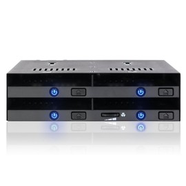 ICY DOCK flexiDOCK MB014SP-B R1 Strapless Internal Hot Swap Dock for 4X 2.5 Inch SATA/SAS SSD/HDD in 1x 5.25 Inch Bay with Eject Buttons