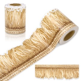 FYSUIMU Brown Fringe Bulletin Board Border Emulate Twine Die Cut Trim Border Roll for School Classroom Chalkboard Wall Decor, 32.8Ft