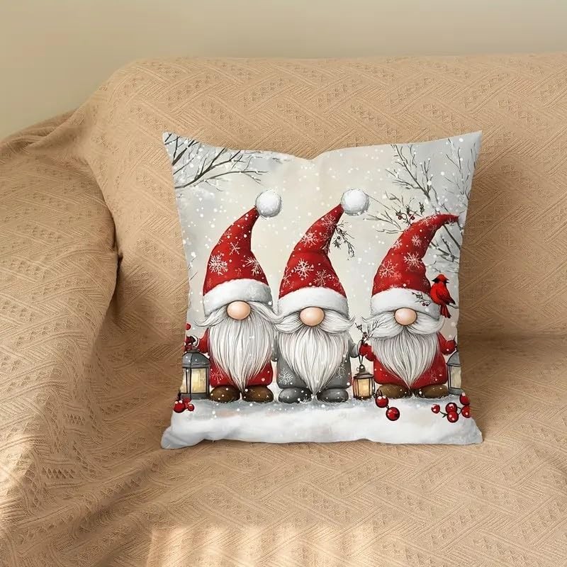 Christmas Gnome Decorative Throw Pillow Cover, 45 x 45 cm,