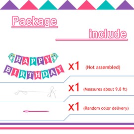 Narwhal Happy Birthday Banner, Girl Purple Pink Tiffany Blue Birthday Party Bunting Sign Decoration